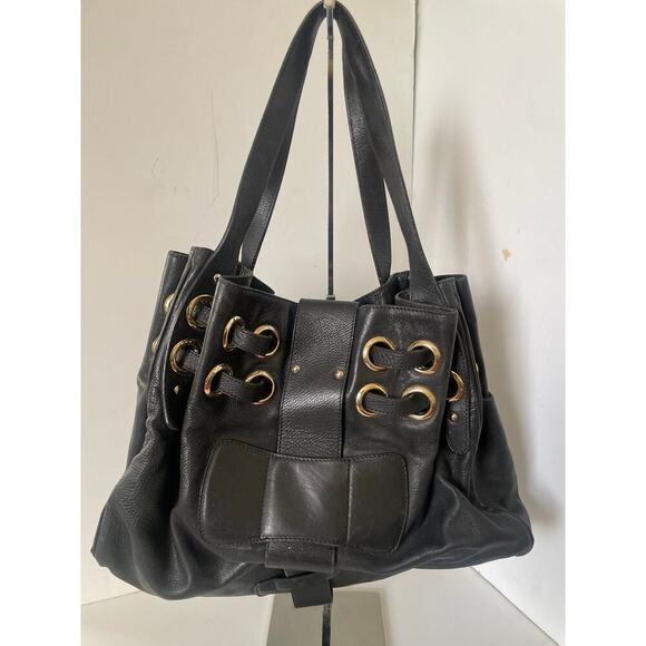 Jimmy Choo Y2K Ramona Black Satchel Shoulder Bag with Gold Hardware - Picture 2 of 7